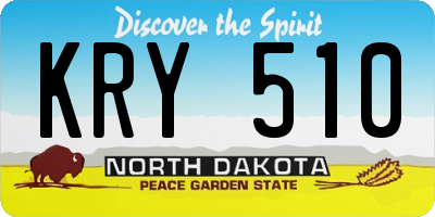 ND license plate KRY510