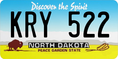 ND license plate KRY522