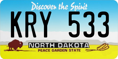 ND license plate KRY533