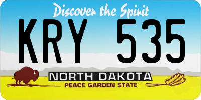 ND license plate KRY535