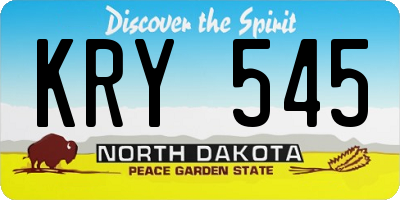 ND license plate KRY545