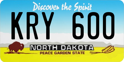 ND license plate KRY600
