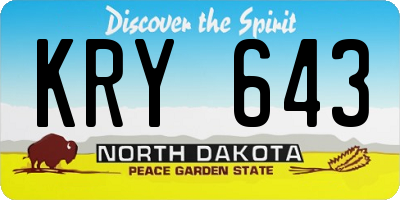 ND license plate KRY643