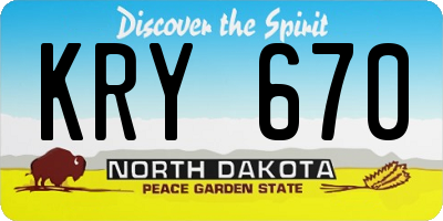 ND license plate KRY670