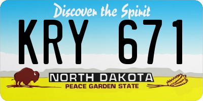ND license plate KRY671