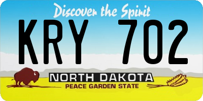 ND license plate KRY702