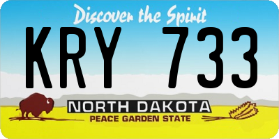 ND license plate KRY733