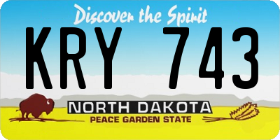 ND license plate KRY743