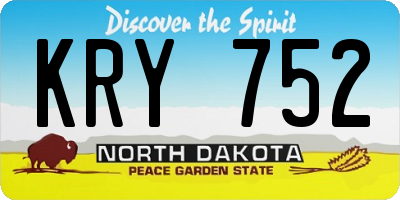 ND license plate KRY752