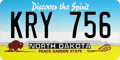 ND license plate KRY756
