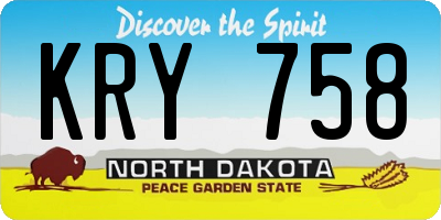 ND license plate KRY758