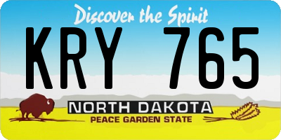 ND license plate KRY765