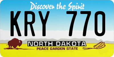 ND license plate KRY770