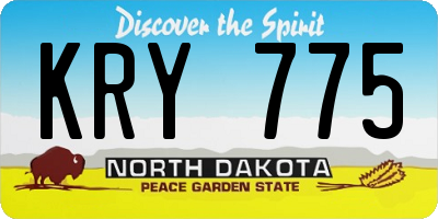 ND license plate KRY775