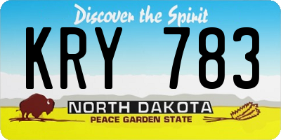 ND license plate KRY783