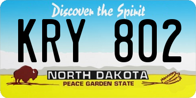 ND license plate KRY802