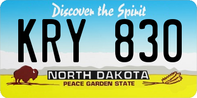 ND license plate KRY830