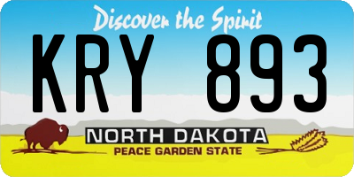 ND license plate KRY893