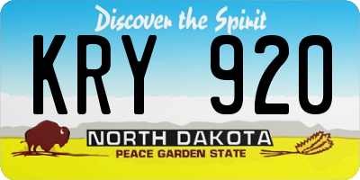 ND license plate KRY920