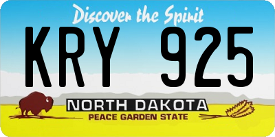ND license plate KRY925