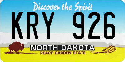 ND license plate KRY926