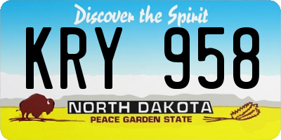 ND license plate KRY958