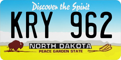 ND license plate KRY962