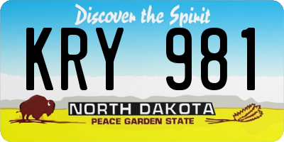 ND license plate KRY981