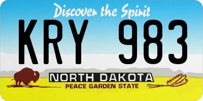 ND license plate KRY983