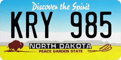 ND license plate KRY985