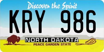 ND license plate KRY986