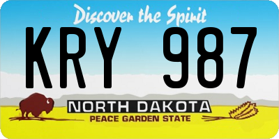 ND license plate KRY987