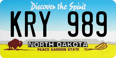 ND license plate KRY989