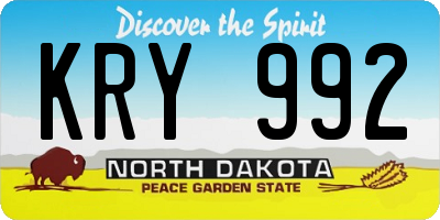 ND license plate KRY992