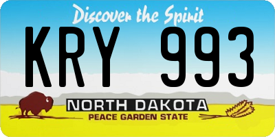 ND license plate KRY993