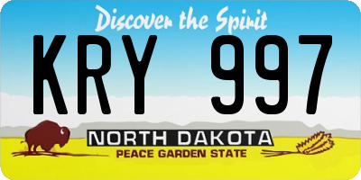 ND license plate KRY997