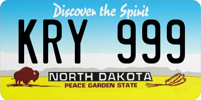 ND license plate KRY999