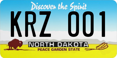 ND license plate KRZ001