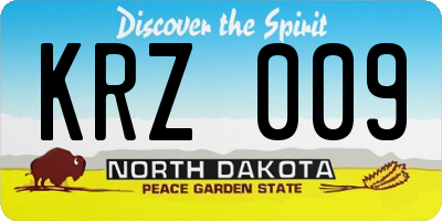 ND license plate KRZ009