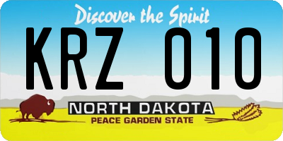ND license plate KRZ010