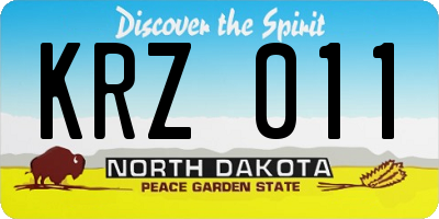 ND license plate KRZ011