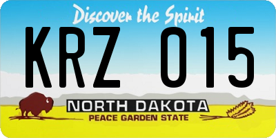 ND license plate KRZ015