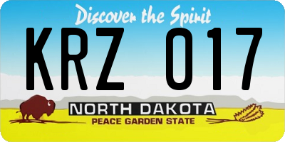 ND license plate KRZ017