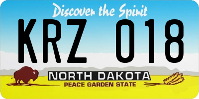 ND license plate KRZ018