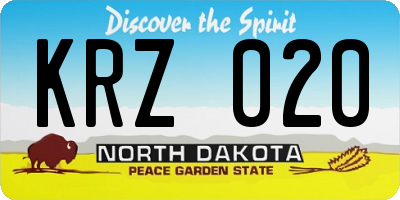 ND license plate KRZ020