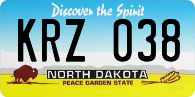 ND license plate KRZ038