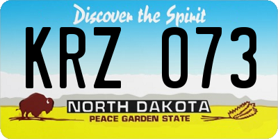 ND license plate KRZ073