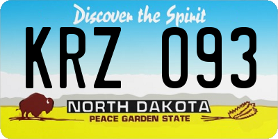ND license plate KRZ093