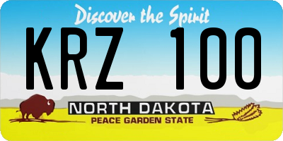 ND license plate KRZ100