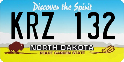 ND license plate KRZ132